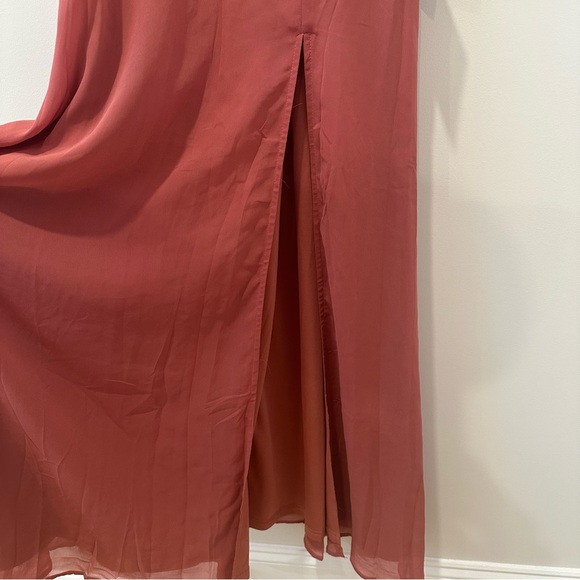 Lulus Exemplary Beauty Rusty Rose Sleeveless Tie Back Maxi Dress Wedding Guest - Picture 8 of 13